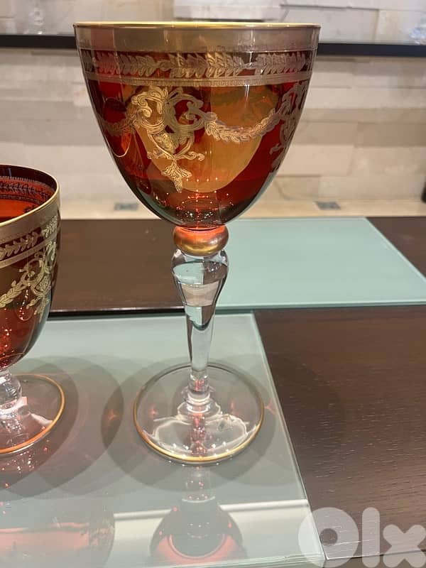 2 vases crystal rouge et dore 4