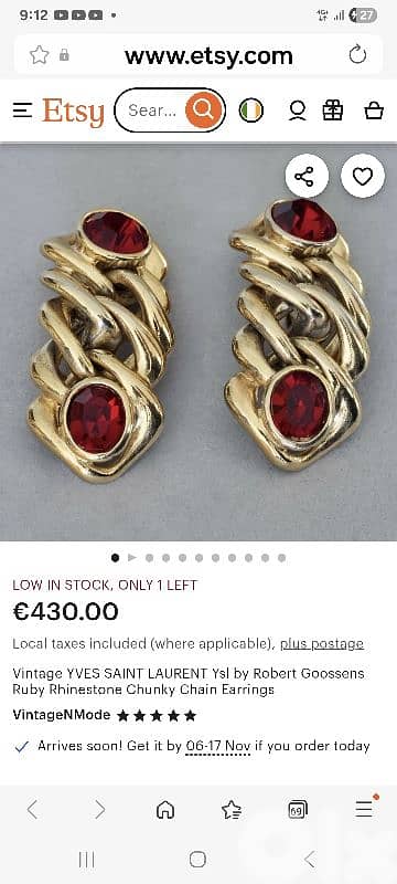 Yves Saint Laurent original vintage earrings