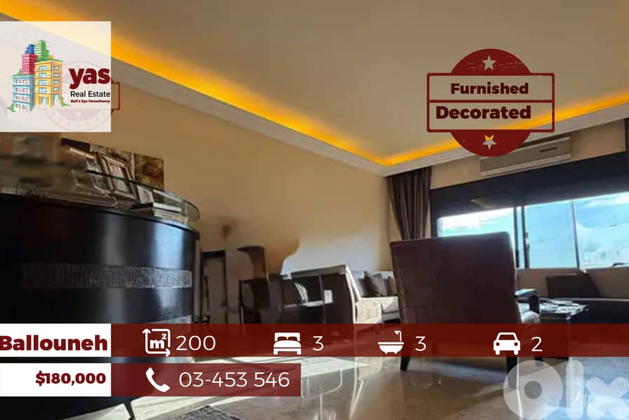 Ballouneh 200m2 | Prime Location | Furnished | Mint Condition | OGA | 0