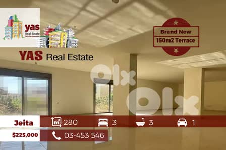 Jeita 280m2 | 150m2 Terrace | Prime Location | Brand New | EL