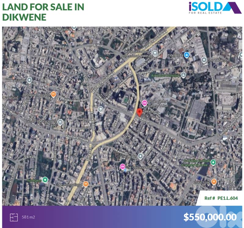 581m2 Prime Land (corner) 4sale in Dekwaneh/Metn-أرض للبيع في الدكوانة 0