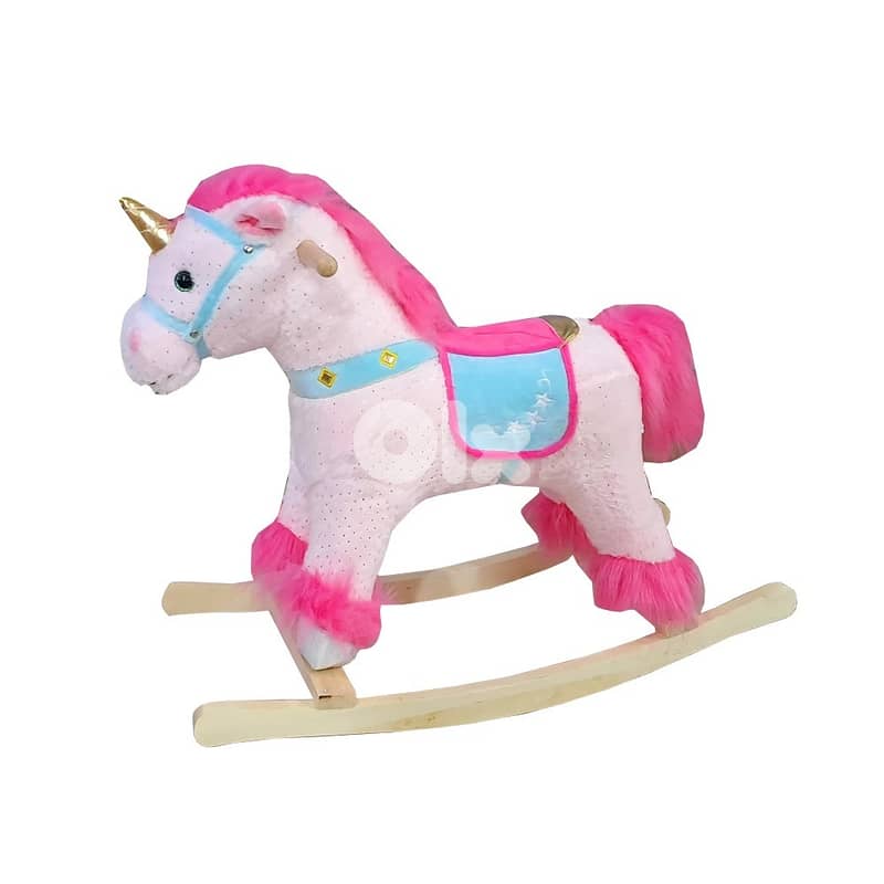 Wooden Ride On Rocking Unicorn - حصان وحيد القرن الخشبي الهزاز 0