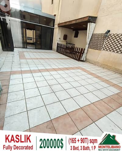 Fully Decorated 165sqm Apartment For Sale in Kaslik with 90sqm Terrace