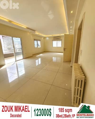 Decorated 185 sqm Apartment For Sale in Zouk Mikael (ذوق مكايل) + View