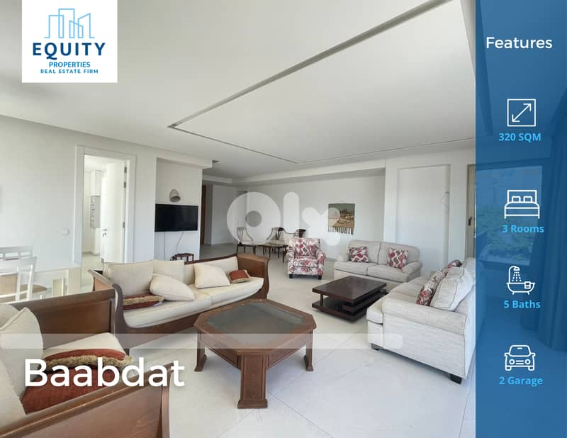 Furnished 320 SQM Apartment For Rent In Baabdat شقة للإيجار #JN2216142 0