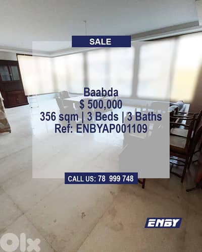 Apartment for Sale in Baabda | Spacious Terrace & Garden | High - End