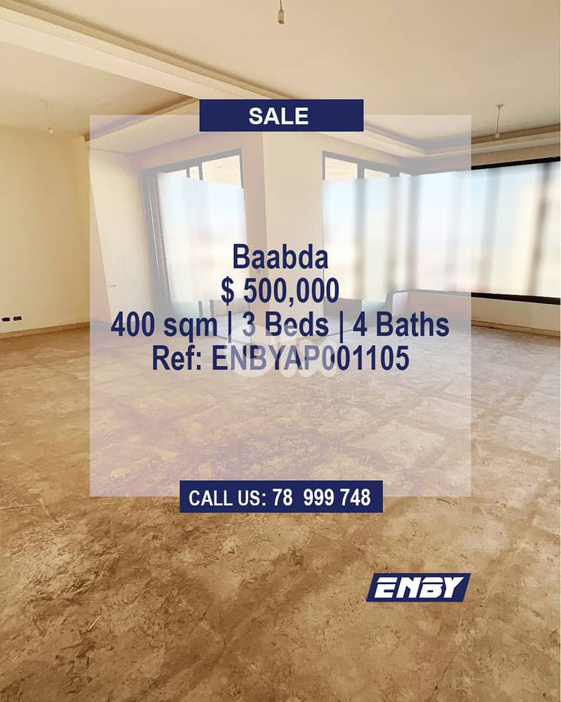 Apartment for Sale in Baabda | Owned Roof Area 0