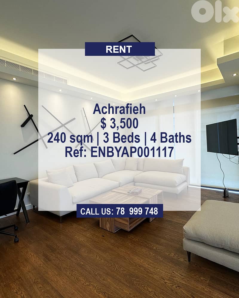 Apartment for Rent in Achrafieh | Gym | Pool | Security | Sea View 0