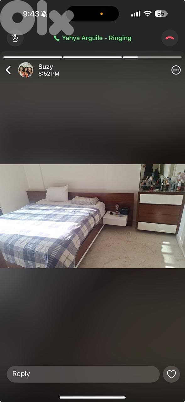 غرفة نوم مجوز مع فرشة طبية و كومود 0