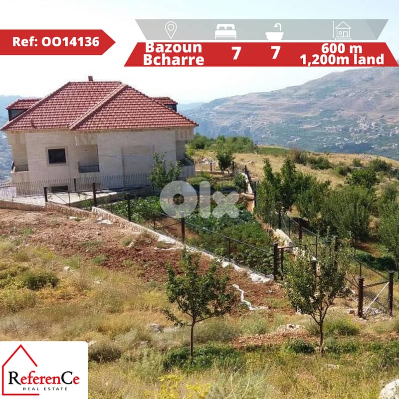 Villa with land in Bazoun Bcharre  فيلا مع أرض في بزعون بشري 0