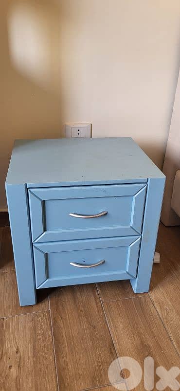 blue set for children room (closet, drawers, bookshelves)