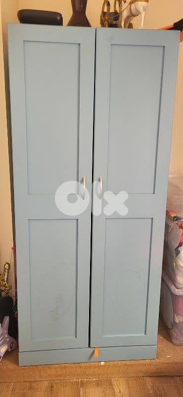blue set for children room (closet, drawers, bookshelves) 2