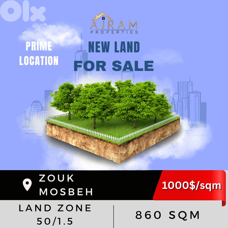 Zouk Mosbeh Land | 860 sqm | 1000$/sqm 0