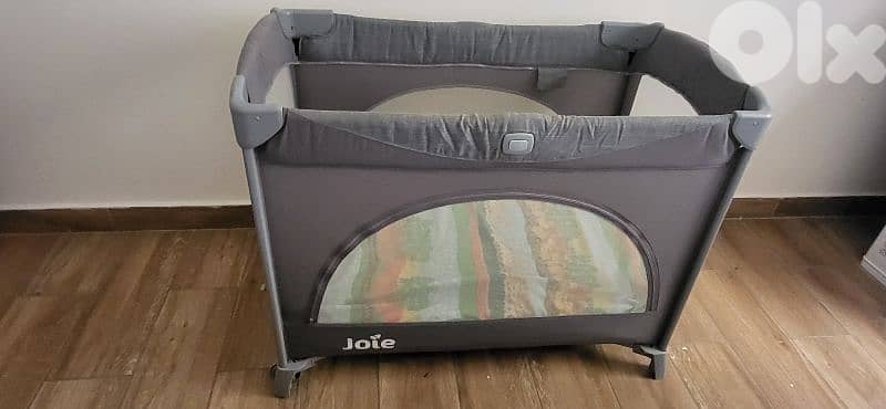 foldable crib + matrass Jole, grey color 0