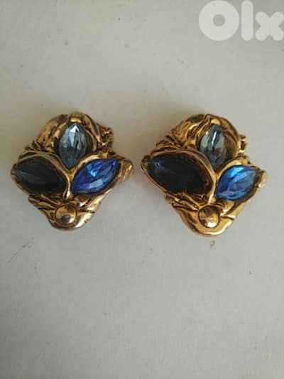 Vintage Kalinger Paris blue rhinestones earrings - Not Negotiable