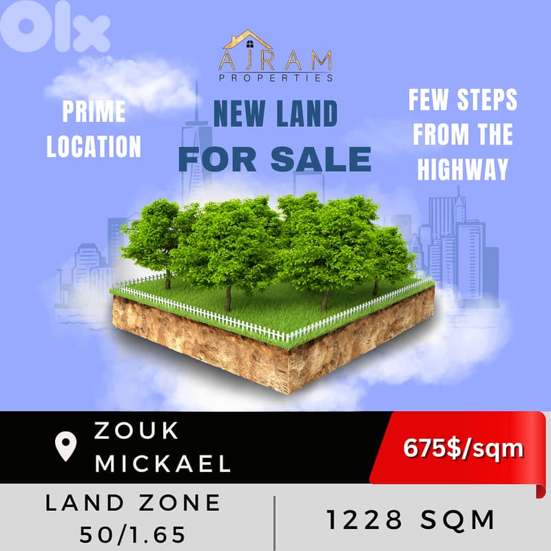 Zouk Mickael Land | 1228 sqm | Prime Location 0