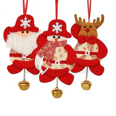 Christmas Plush Hanging Ornaments with Golden Bell (20–26 cm)