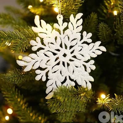 2 Pcs Sparkling Christmas Snowflake Decorations 12cm x 12 cm