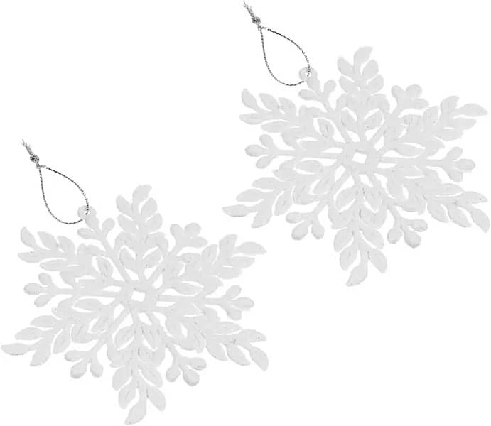 2 Pcs Sparkling Christmas Snowflake Decorations 12cm x 12 cm 2