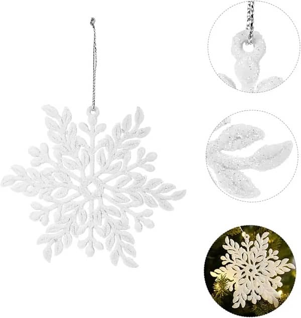 2 Pcs Sparkling Christmas Snowflake Decorations 12cm x 12 cm 3