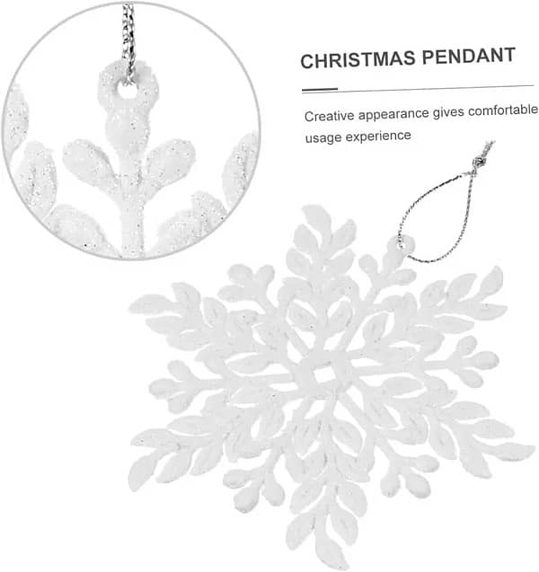 2 Pcs Sparkling Christmas Snowflake Decorations 12cm x 12 cm 4