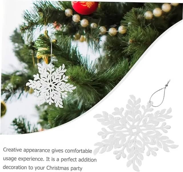 2 Pcs Sparkling Christmas Snowflake Decorations 12cm x 12 cm 8