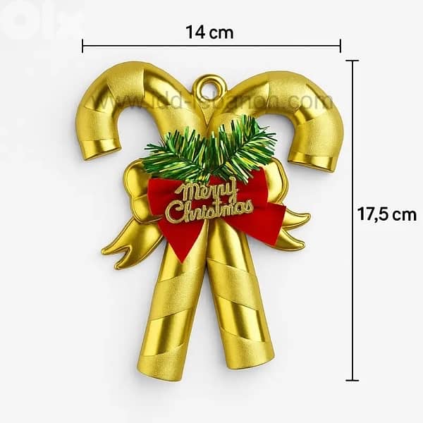 Golden Candy Cane Christmas 17,5cm x 14cm 1