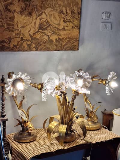 3 lamps set flower shaped murano