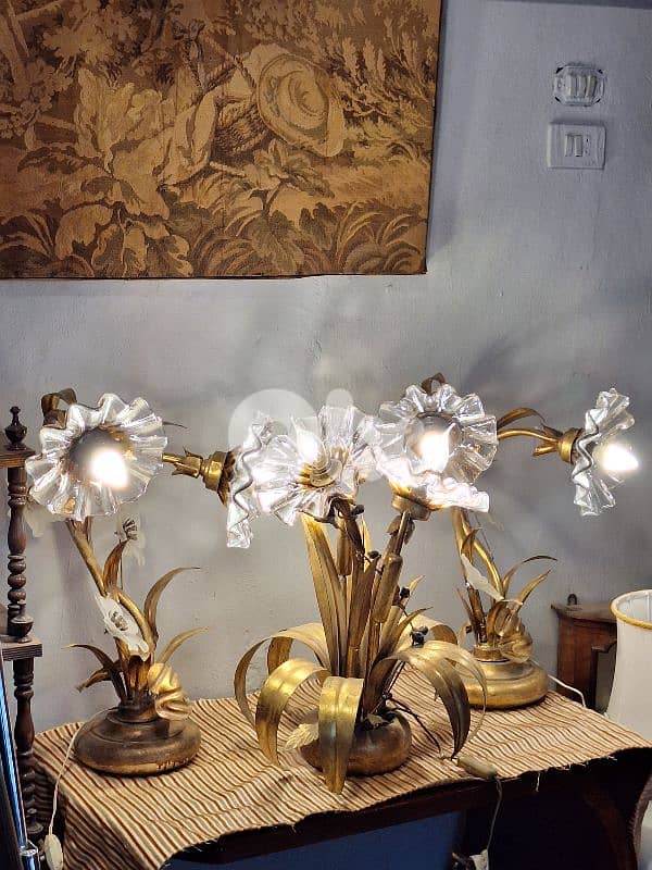 3 lamps set flower shaped murano 0