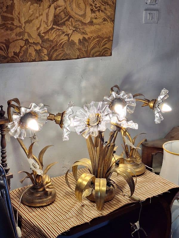 3 lamps set flower shaped murano 2