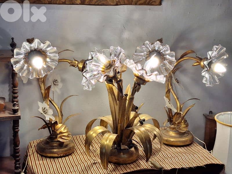 3 lamps set flower shaped murano 3