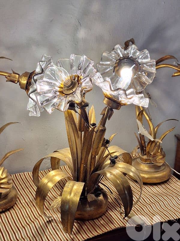 3 lamps set flower shaped murano 4