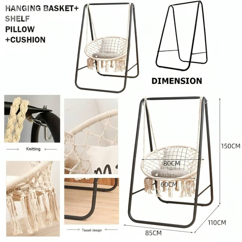 Hanging Basket Swing Chair With Pillow & Cushion - كرسي أرجوحة معلق 1