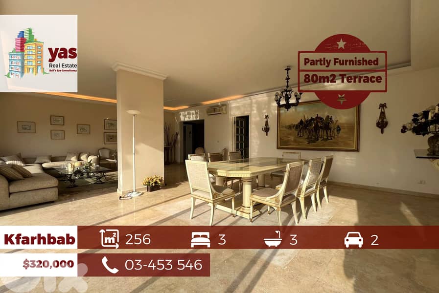 Kfarhbab 256m2 | 80m2 Terrace | Semi Furnished | Quiet Street | EH/IV 0