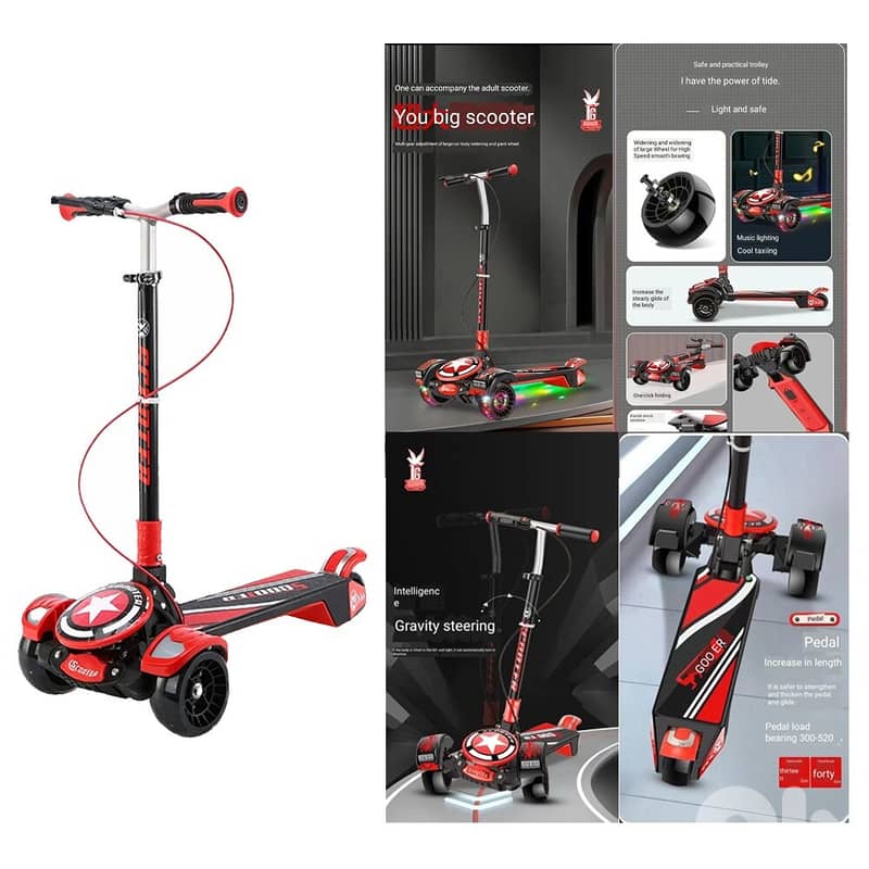 Foldable Scooter with Music Light - سكوتر قابل للطي مع ضوء موسيقي 1
