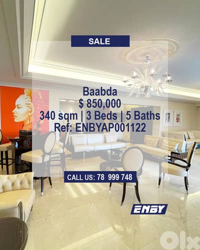 Apartment for sale in Baabda | Sea View | Prime Location | Luxurious