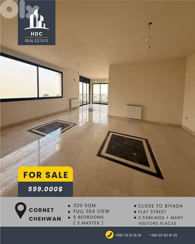 Cornet Chehwan New 320 sqm | sea view | 5 bedrooms | close to biyada