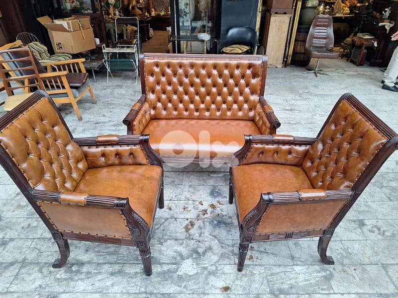 salon genuine leather original real leather Louis 15 4