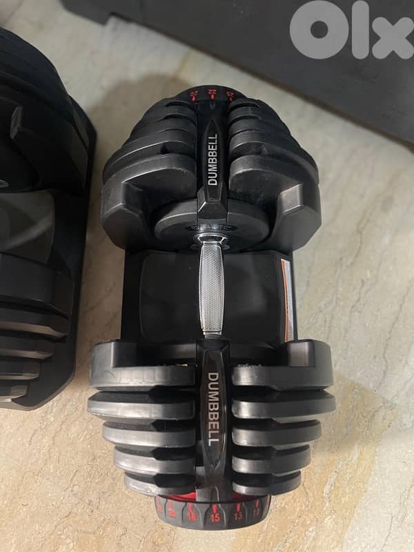 2 adjustable dumbbells 40kg each one 2
