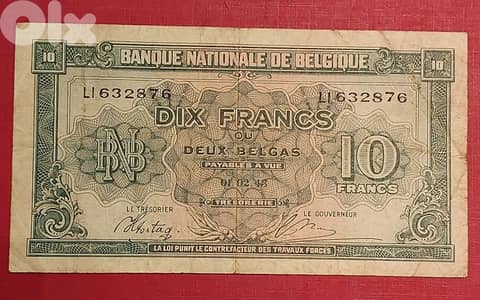 Belgium 10 Francs WWII 1943