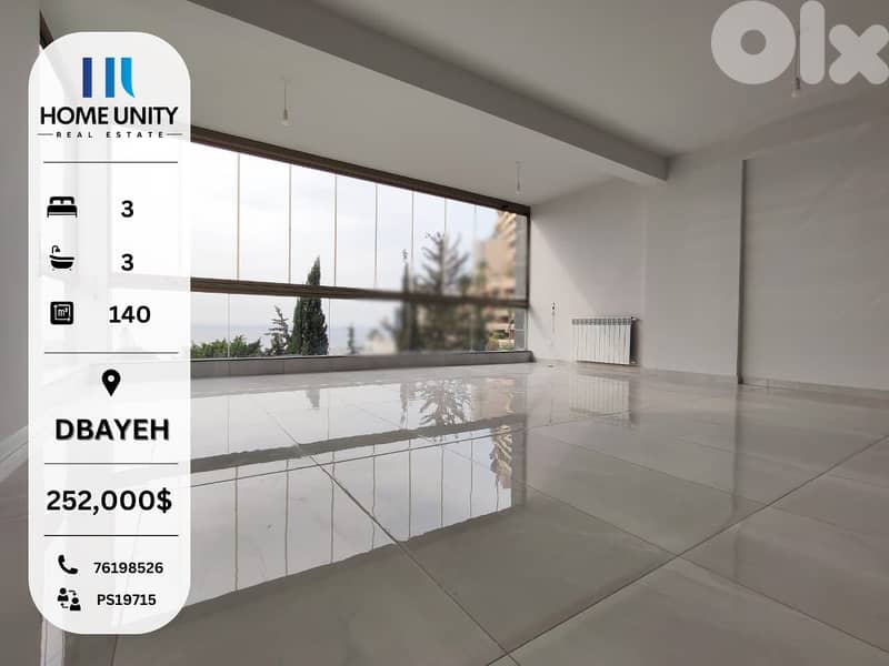 Spacious 140 sqm Dbayeh Apartment with Excellent 2nd Floor Views 0