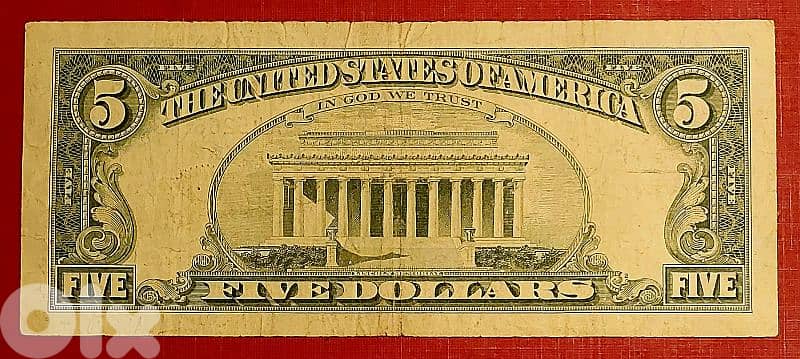 USA $5 bill 1963 red seal 1