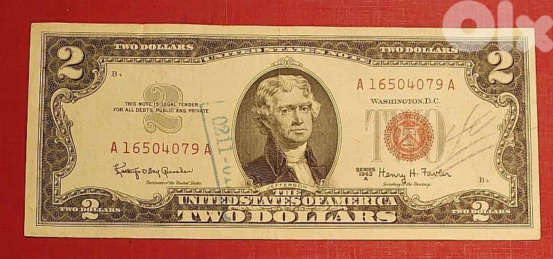 USA $2 bill 1963-A red seal 0