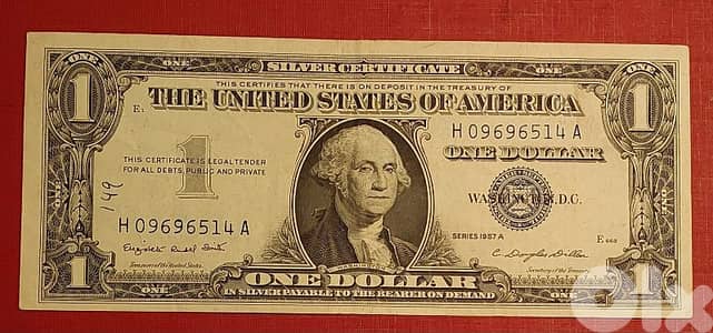 USA $1 bill 1957-A silver certification VF.