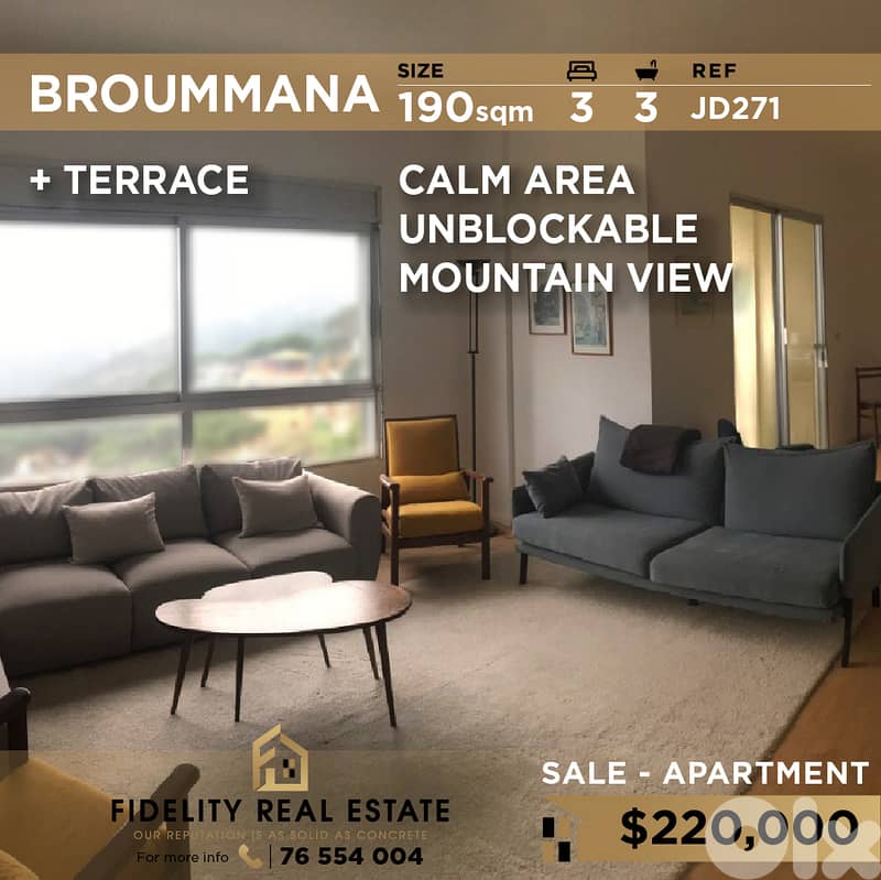 Apartment for sale in Broummana JD271  شقة للبيع في برمانا 0