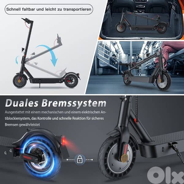 سكوتر كهربائي ألماني جديد بالكرتونة 500W مع حقيبة وستاند 6