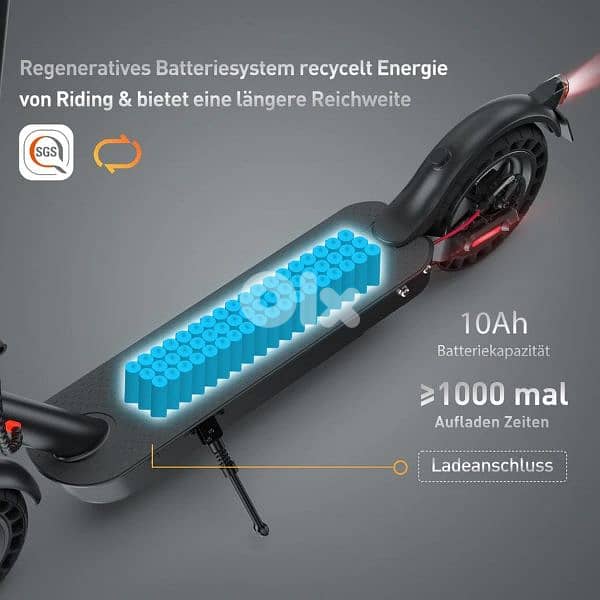 سكوتر كهربائي ألماني جديد بالكرتونة 500W مع حقيبة وستاند 7