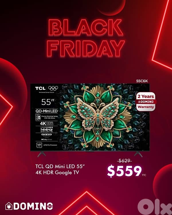 Black Friday Offers TCL C6K 55” 65” 75” 85” 98” 240Hz QD-MiniLED 0