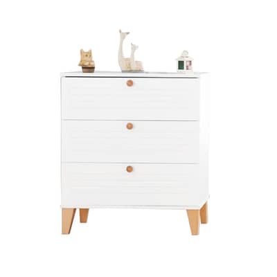 Wooden Baby Dresser with White Drawers - خزانة أدراج خشبية للأطفال