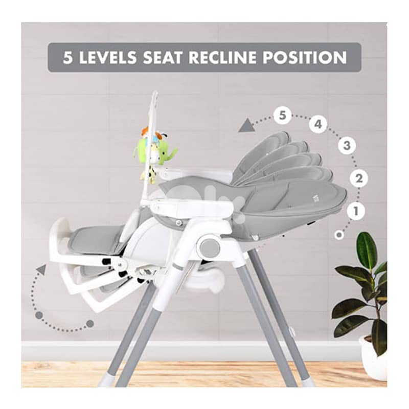 Multi-function High Chair For Babies And Toddlers - Grey - كرسي مرتفع 2